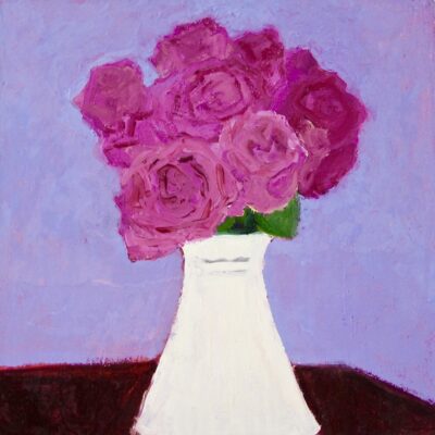 Pink Roses on Purple